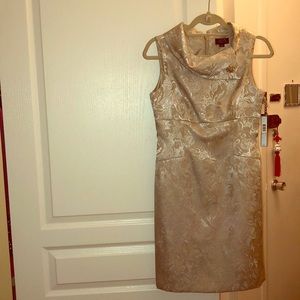 Tahari champagne gold dress